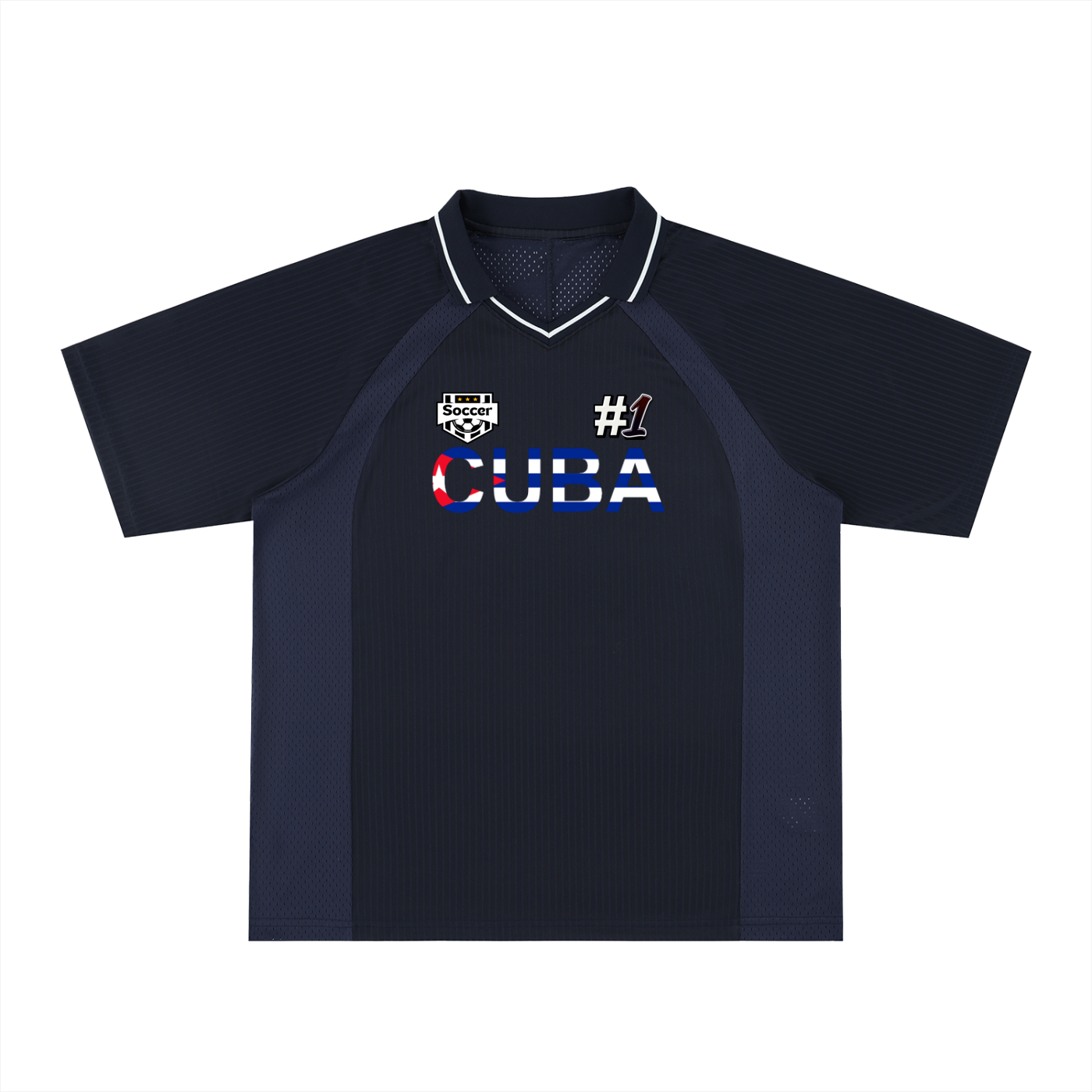 Cuba Flag Themed Graphic V-Neck Soccer Jersey