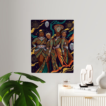 Afro-Futurism Queens Wall Art (Bold Black Women Illustration), Acrylic Wall Art