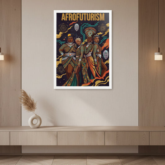 Afrofuturism Framed Poster — Vibrant Afrocentric Sci‑Fi Art Print