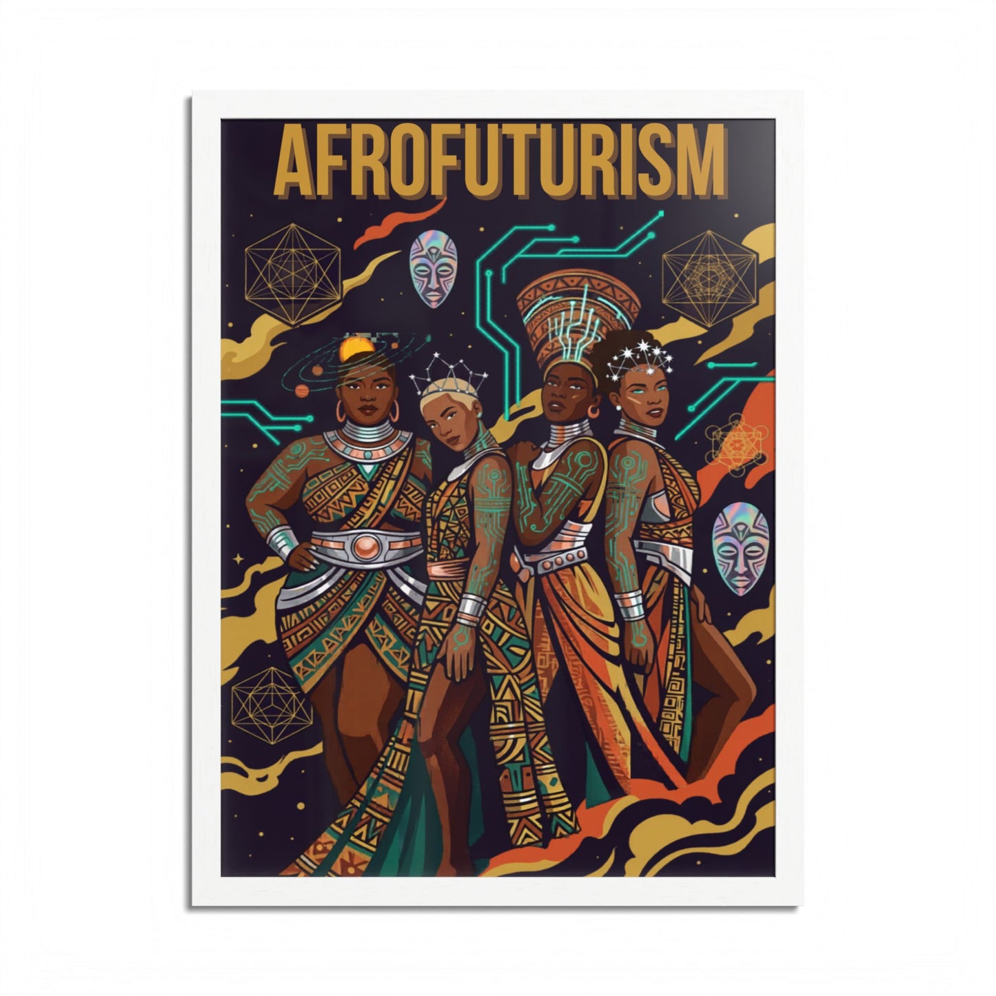 Afrofuturism Framed Poster — Vibrant Afrocentric Sci‑Fi Art Print
