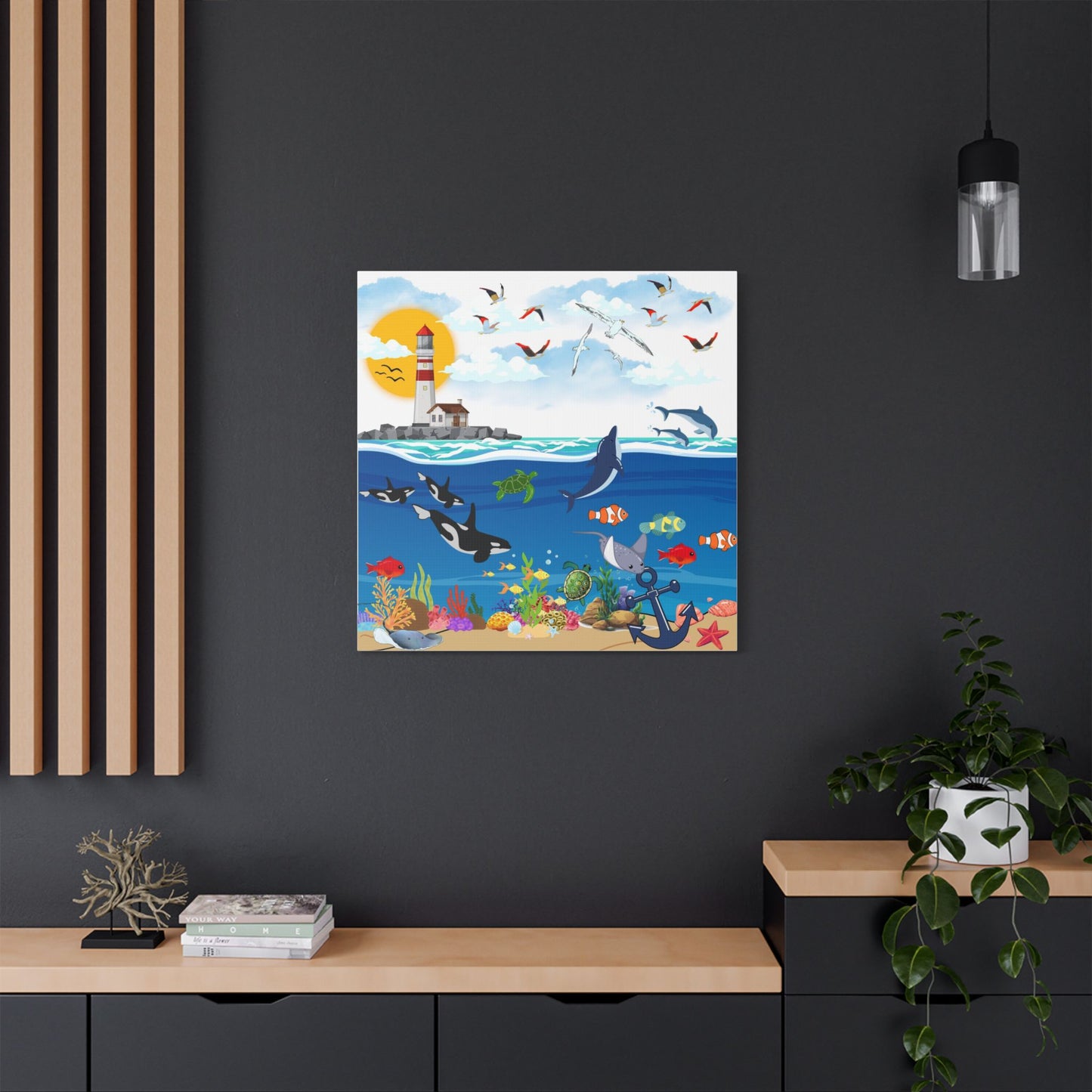 Vibrant Ocean Scene Canvas Wall Art, Nautical Decor for Beach Lovers, Coastal Living, Gift for Housewarming, Relaxing Atmosphere