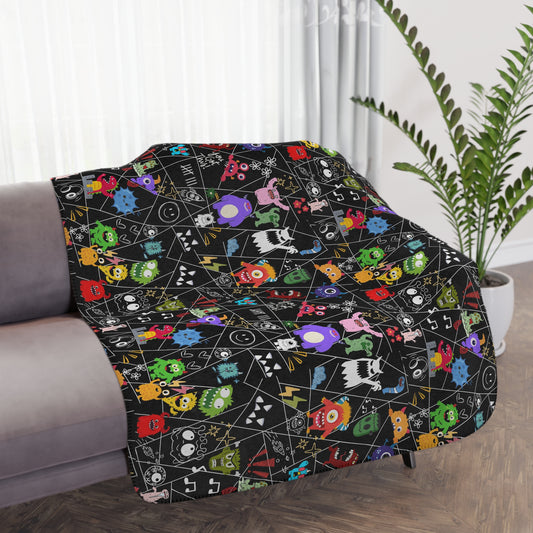 Colorful Monsters Sherpa Blanket, Cozy Throw for Kids, Unique Gift for Birthdays