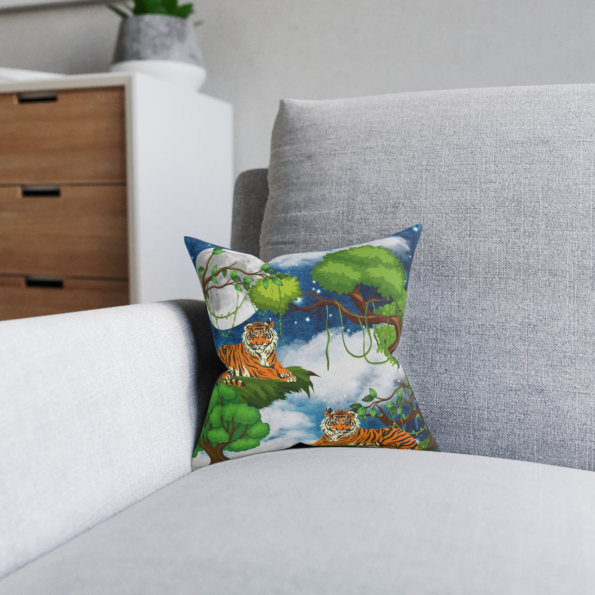 Cozy Tiger Jungle Square Pillow - Perfect for Nature Lovers Printify