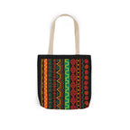 Afrocentric Pattern Canvas Tote — Colorful Tribal Stripe Beach & Market Bag Printify