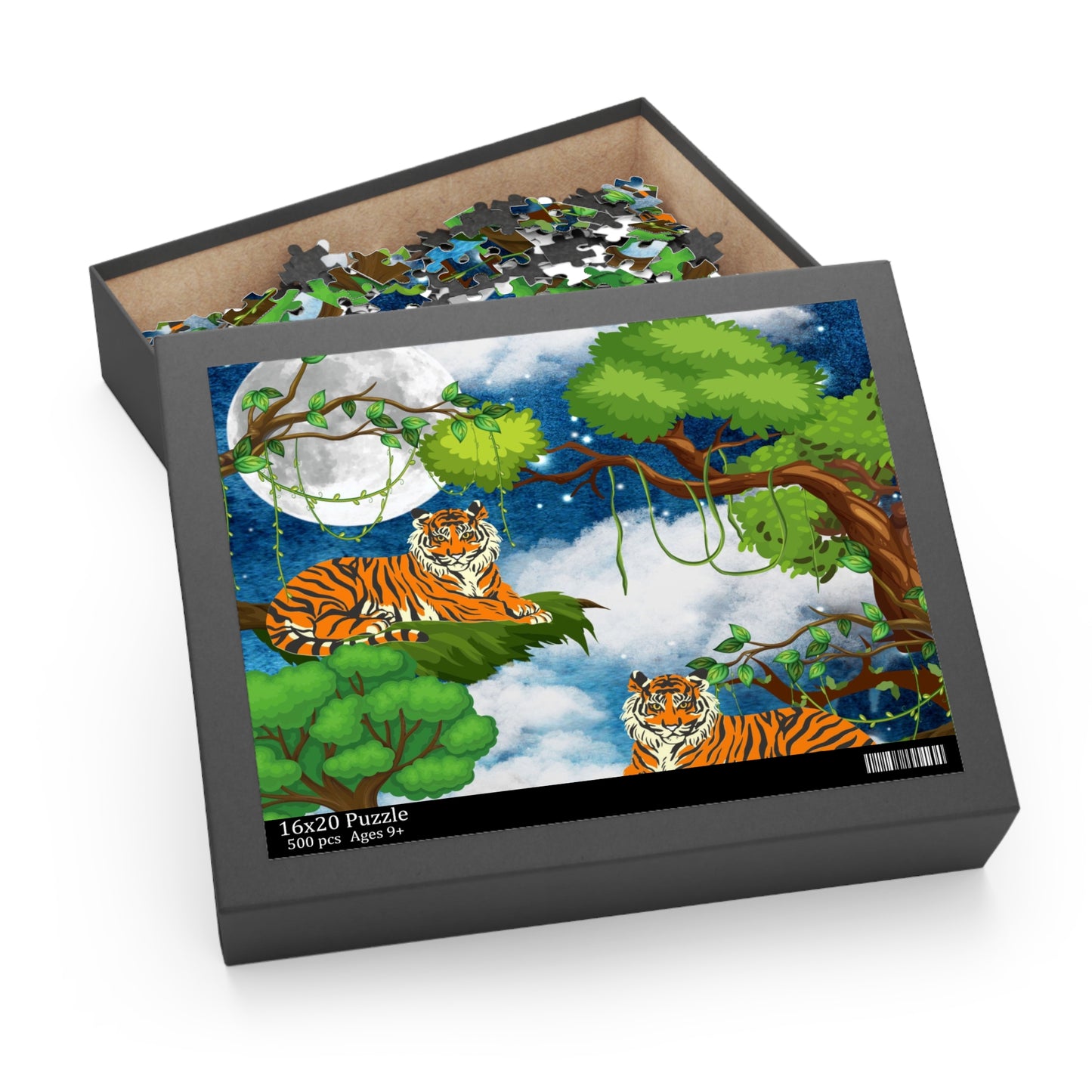 Tropical Tiger Puzzle - 120, 252 & 500-Piece Options | Jungle Wildlife Art