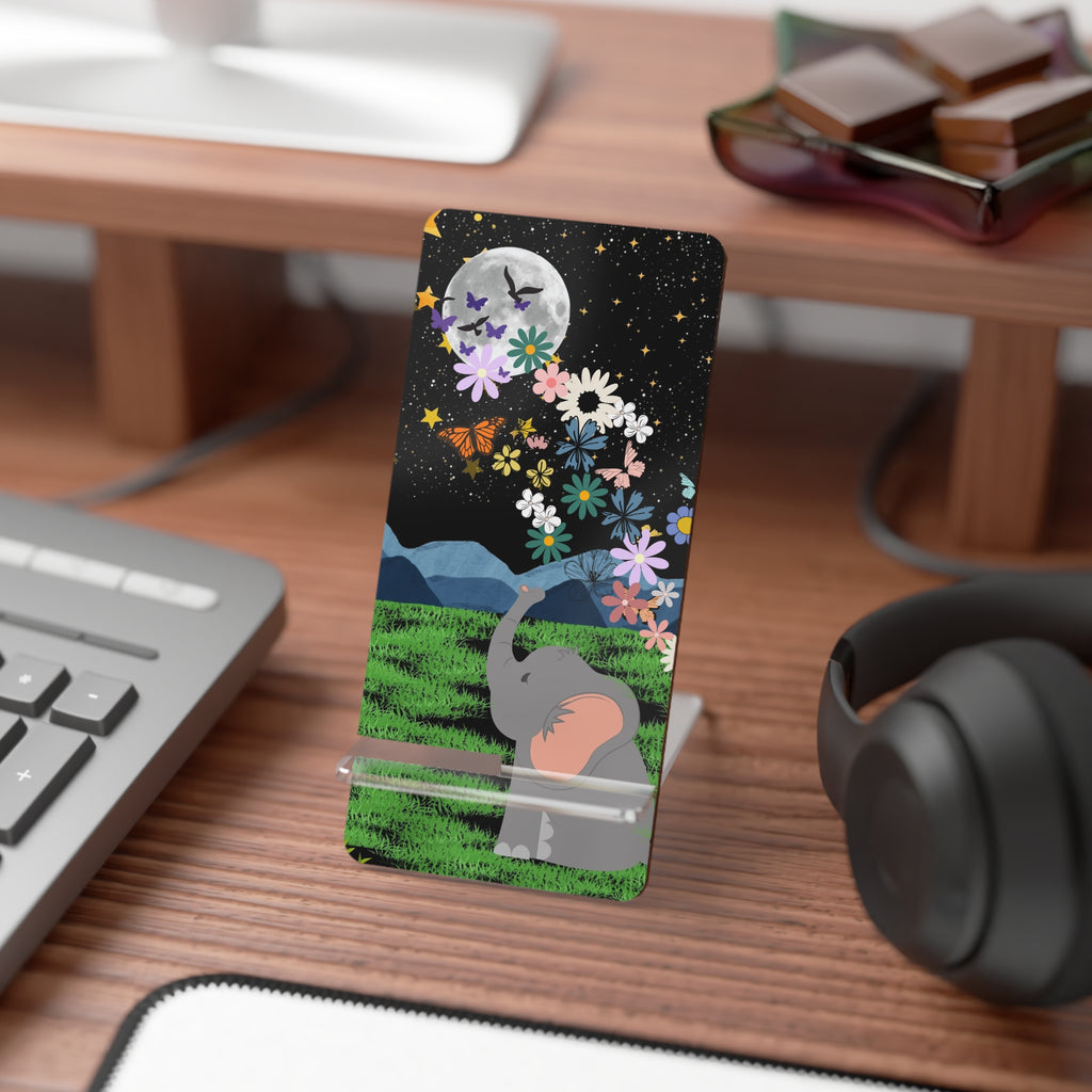 Elephant Floral Celestial Smartphone Stand - Aesthetic Mobile Display for Home or Office