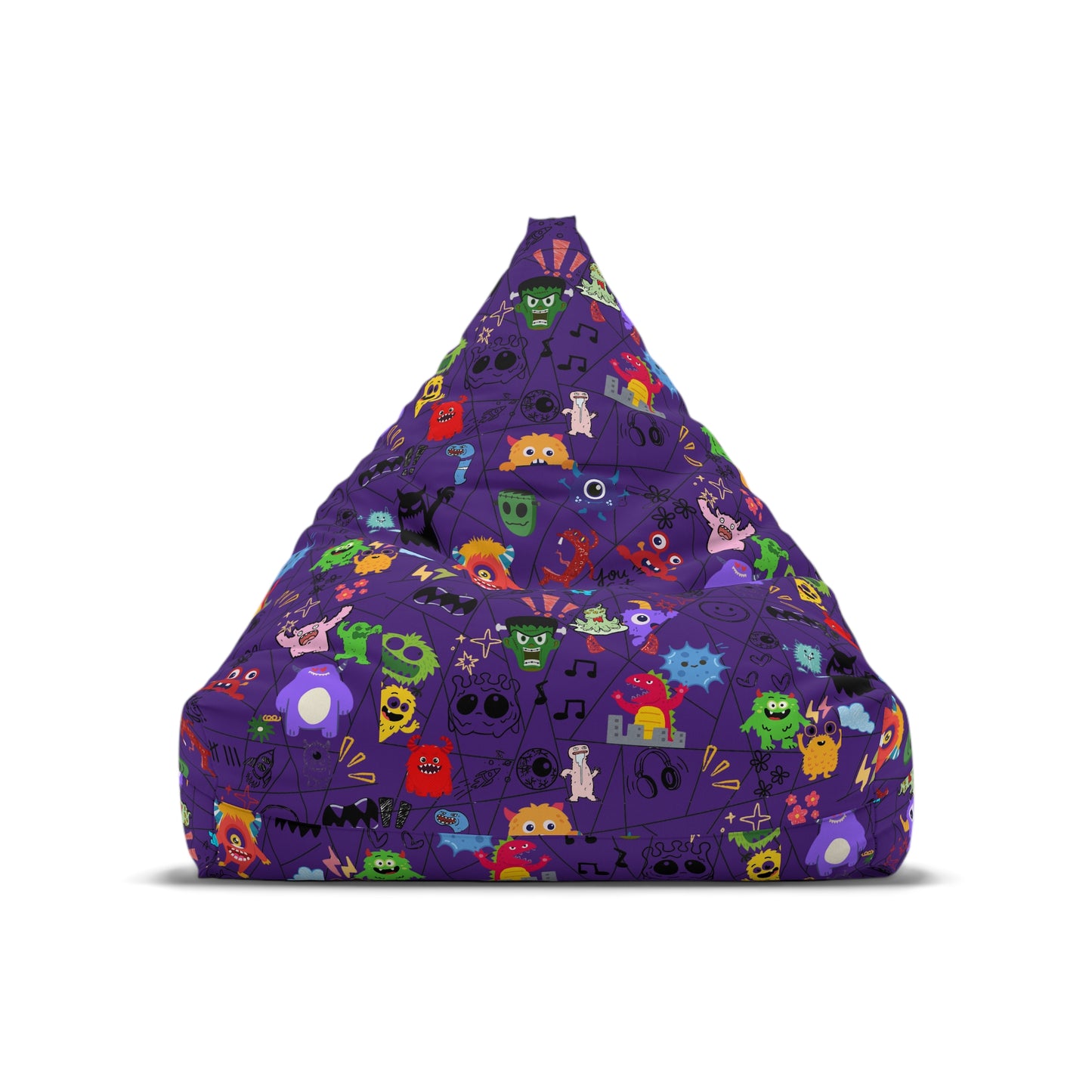 Kids' Fun Bean Bag Chair Cover - Playful Monsters, Cozy Seating for Sofas, Playrooms