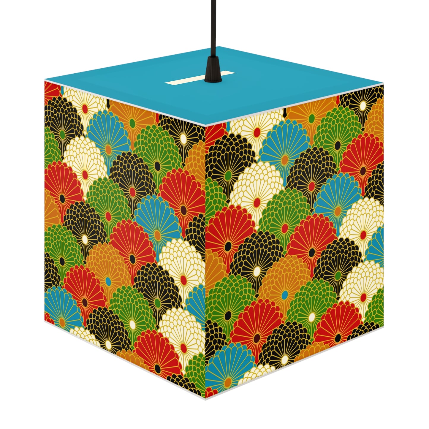 Japanese Fan Pattern Light Cube Lamp – Colorful Retro Geometric Table & Night Light
