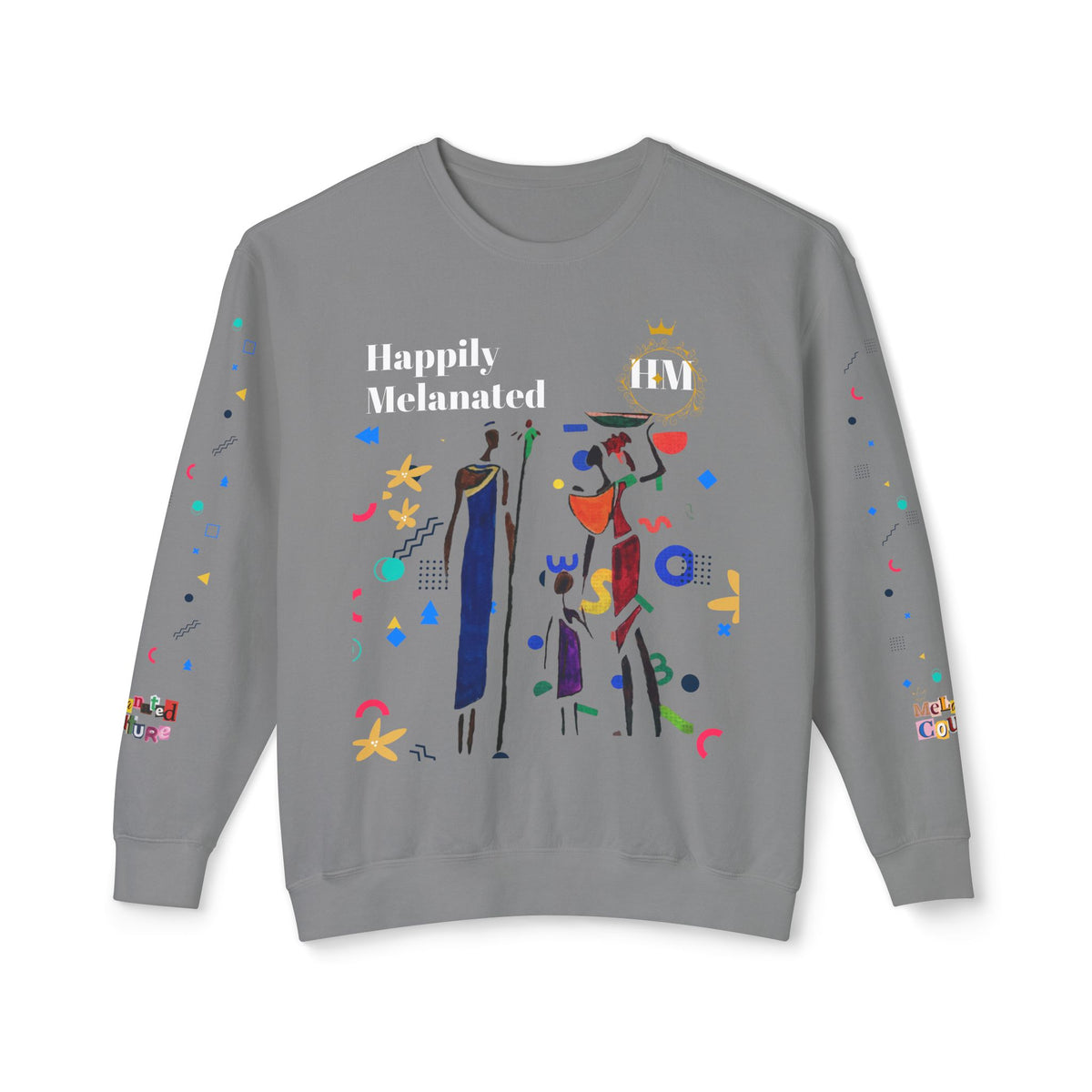 Bold Ethnic Unisex Light Weight Crewneck, Hand-drawn Tribal Family Doodle Design Printify