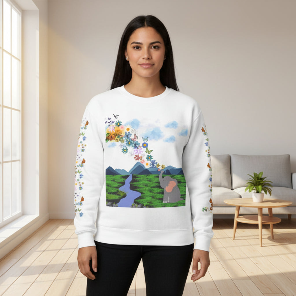 ElephantUnisex Sweatshirt, Handcrafted Space Design Comfy Pullover, Celestial Print Printify