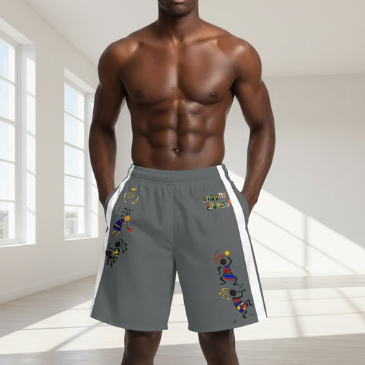 Ethnic Music Cartoon Men's Jogger Shorts - Happily Celebrating Heritage