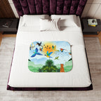 Tropical Wildlife Sherpa Blanket - Cozy Nature-Inspired Throw Printify