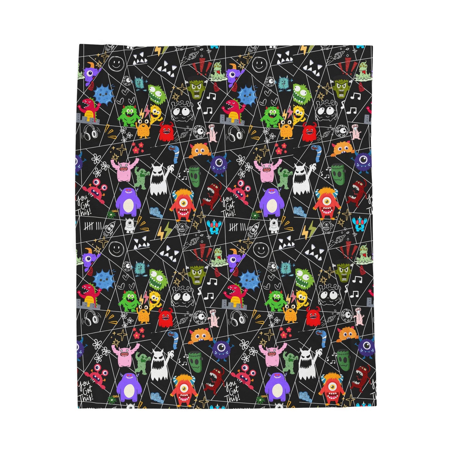 Whimsical Monsters Velveteen Plush Blanket, Soft Fleece Throw, Cozy Bedspread