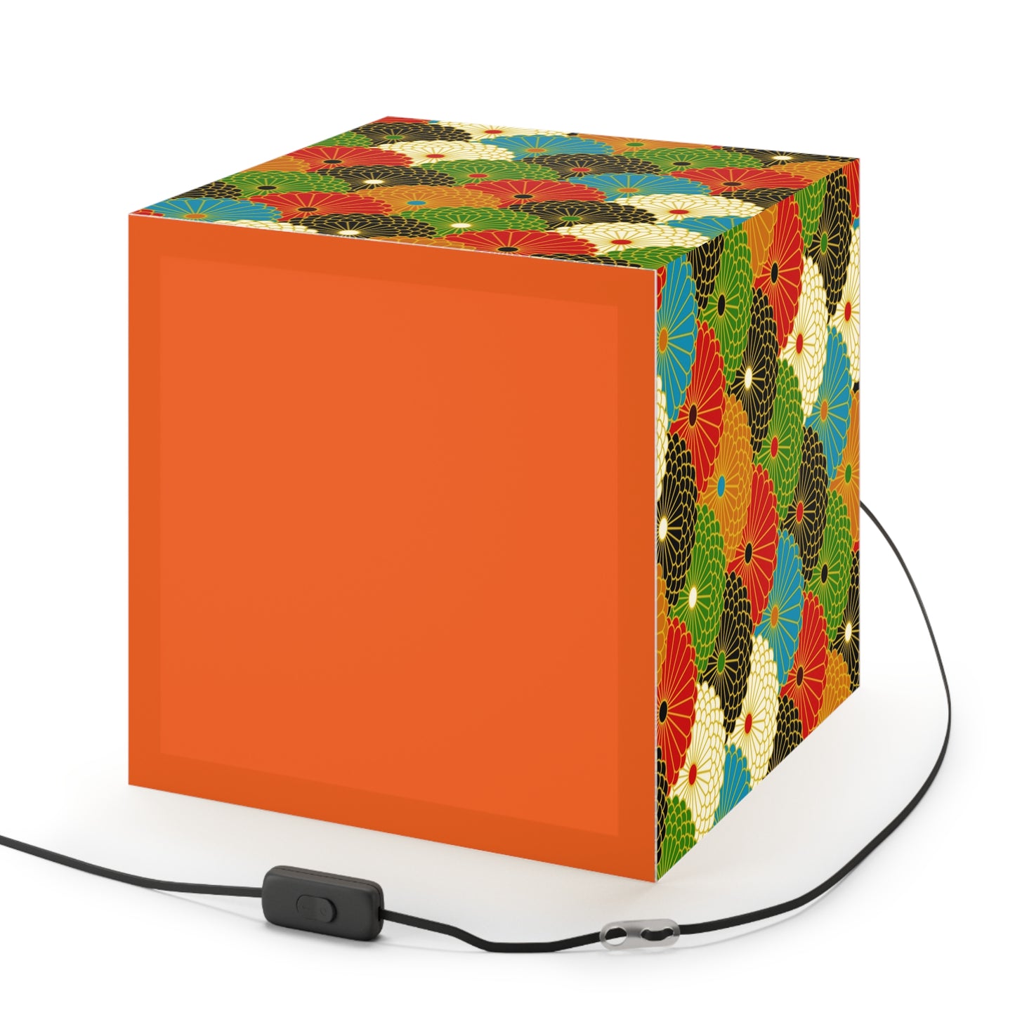 Japanese Fan Pattern Light Cube Lamp – Colorful Retro Geometric Table & Night Light