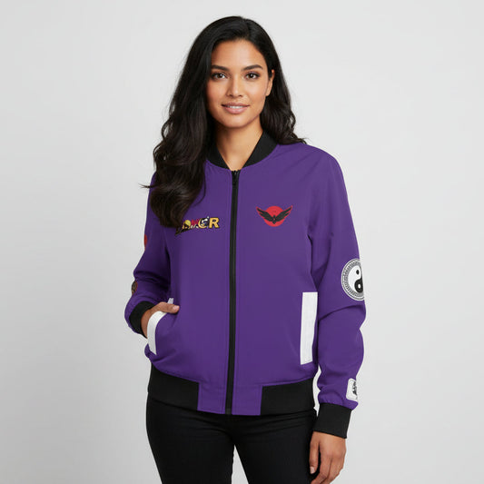 Gothic Bomber Jacket, Eye Art Women's Outerwear, Unique All Over Print Jacket, Edgy Goth Fashion, Statement Piece, Dark Alternative