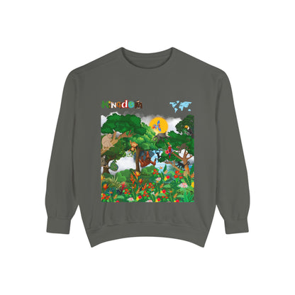 Jungle Theme Unisex Garment-Dyed Sweatshirt, Wild Animals Graphic, Safari Lover Gift