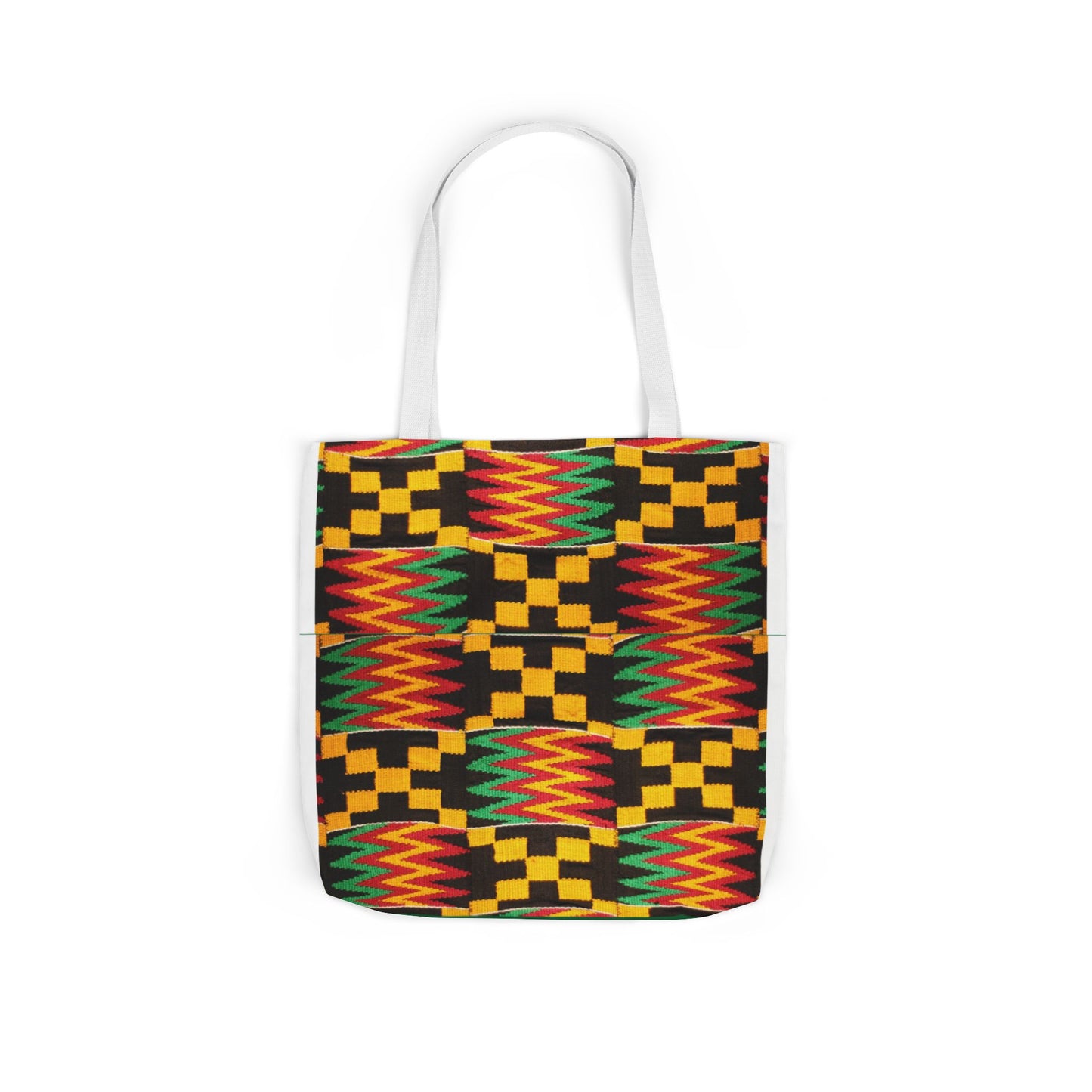 Kente Pattern Canvas Tote Bag — Vibrant African Print Market Tote