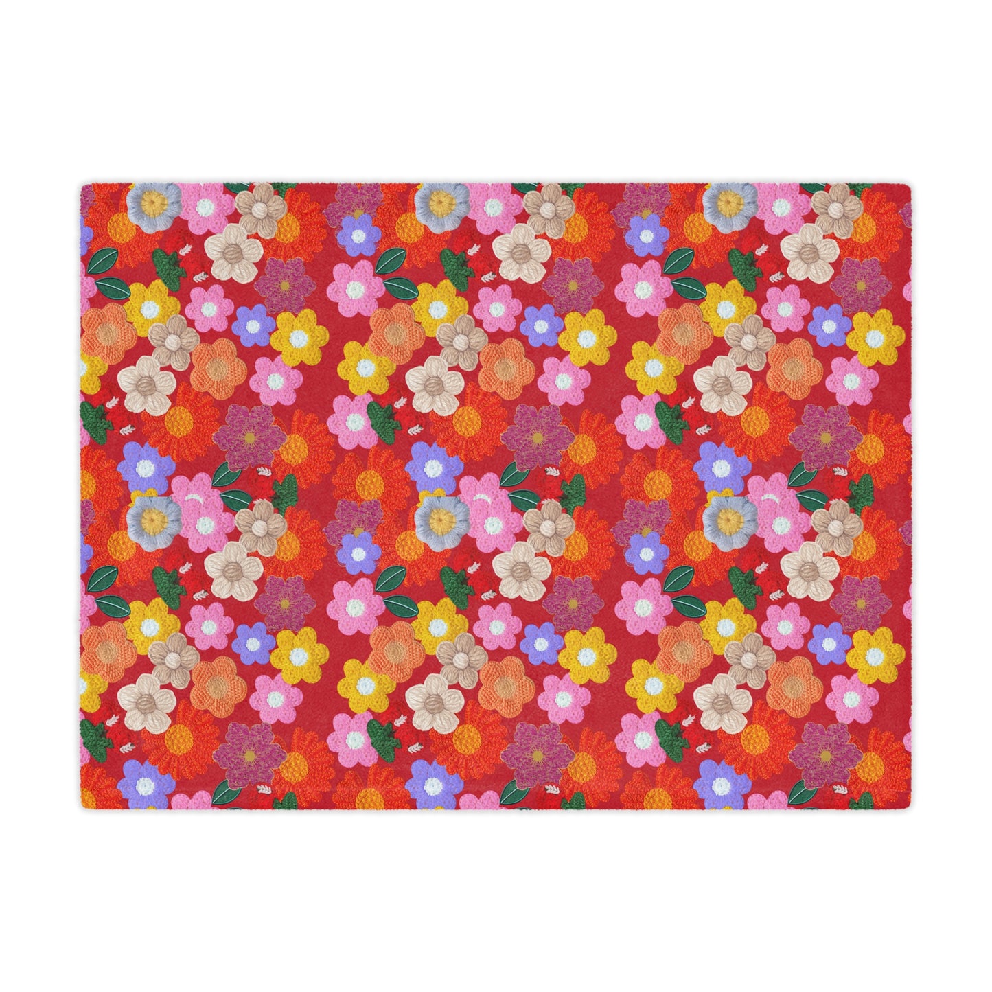 Floral Fiesta Minky Blanket — Bright Retro Flower Pattern, Cozy Throw for Living Room & Kids