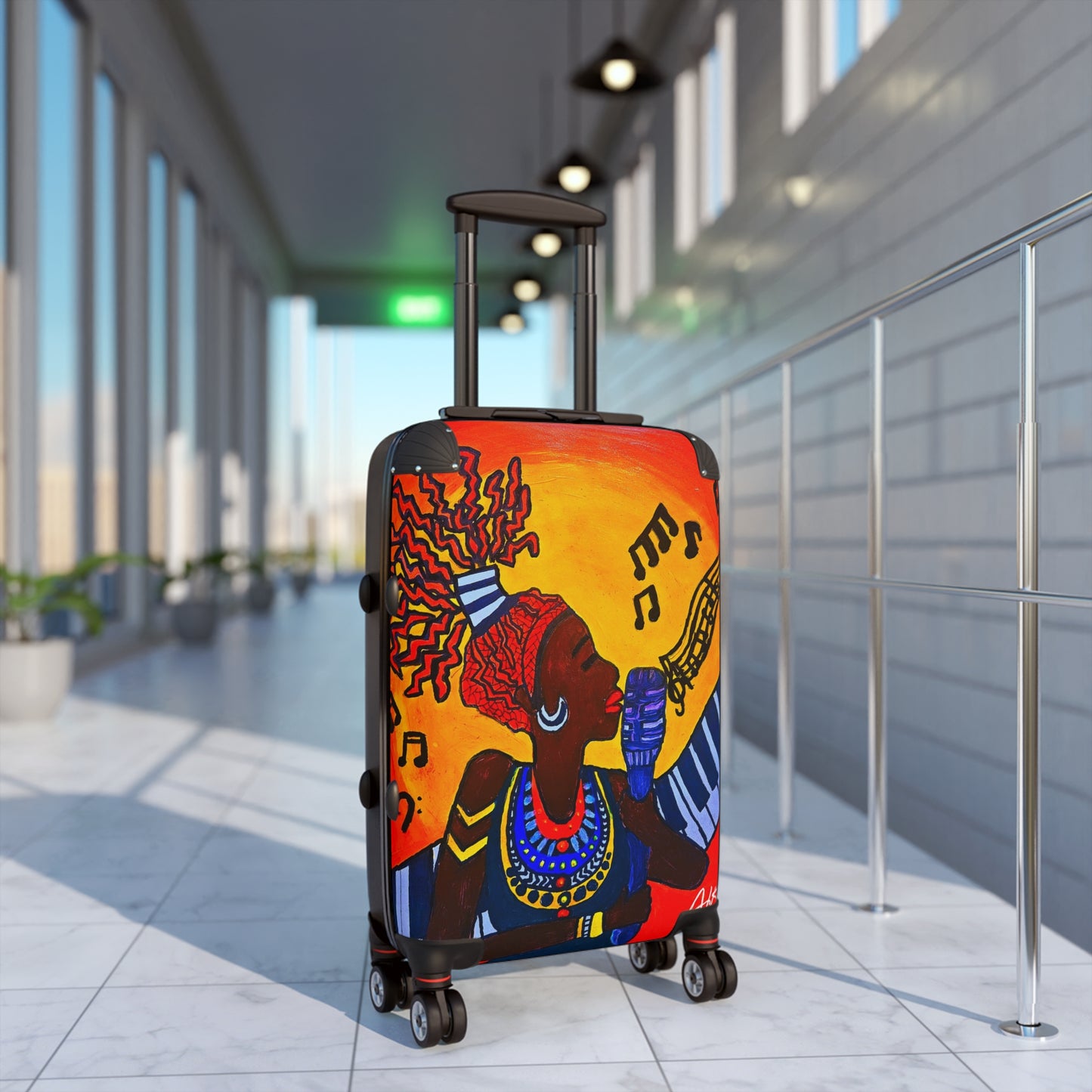 Artistic Travel Suitcase - Vibrant African Music Design