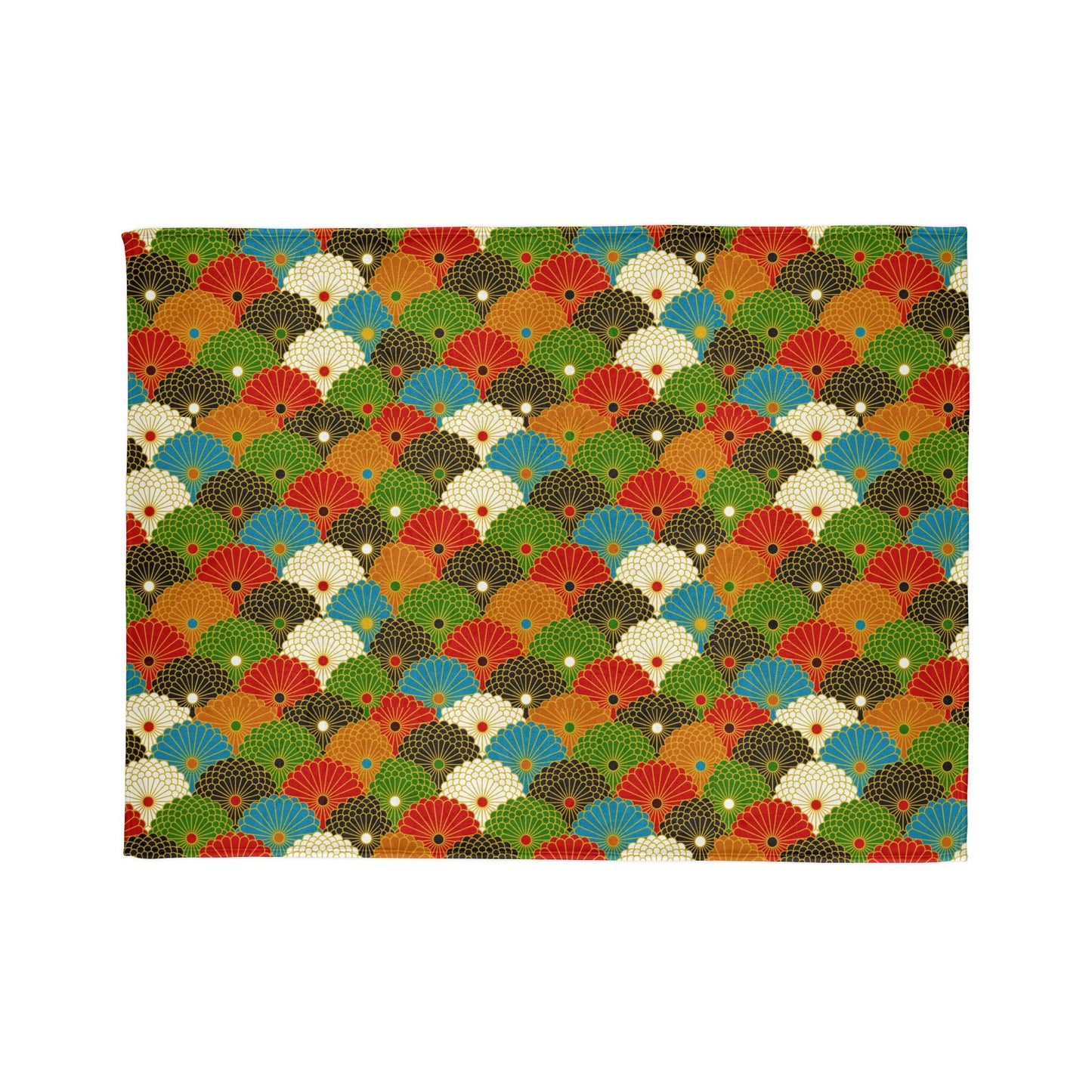 Retro Fan Pattern Polyester Blanket — Colorful Geometric Throw for Living Room & Gift