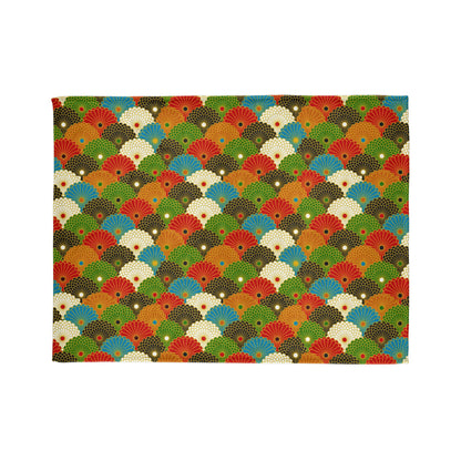 Retro Fan Pattern Polyester Blanket — Colorful Geometric Throw for Living Room & Gift