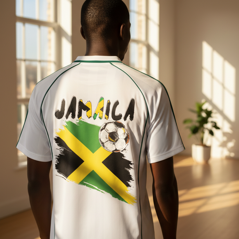 Jamaica Flag Themed Unisex Stripe Collared Soccer Jersey