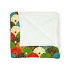 Retro Fan Pattern Polyester Blanket — Colorful Geometric Throw for Living Room & Gift Printify