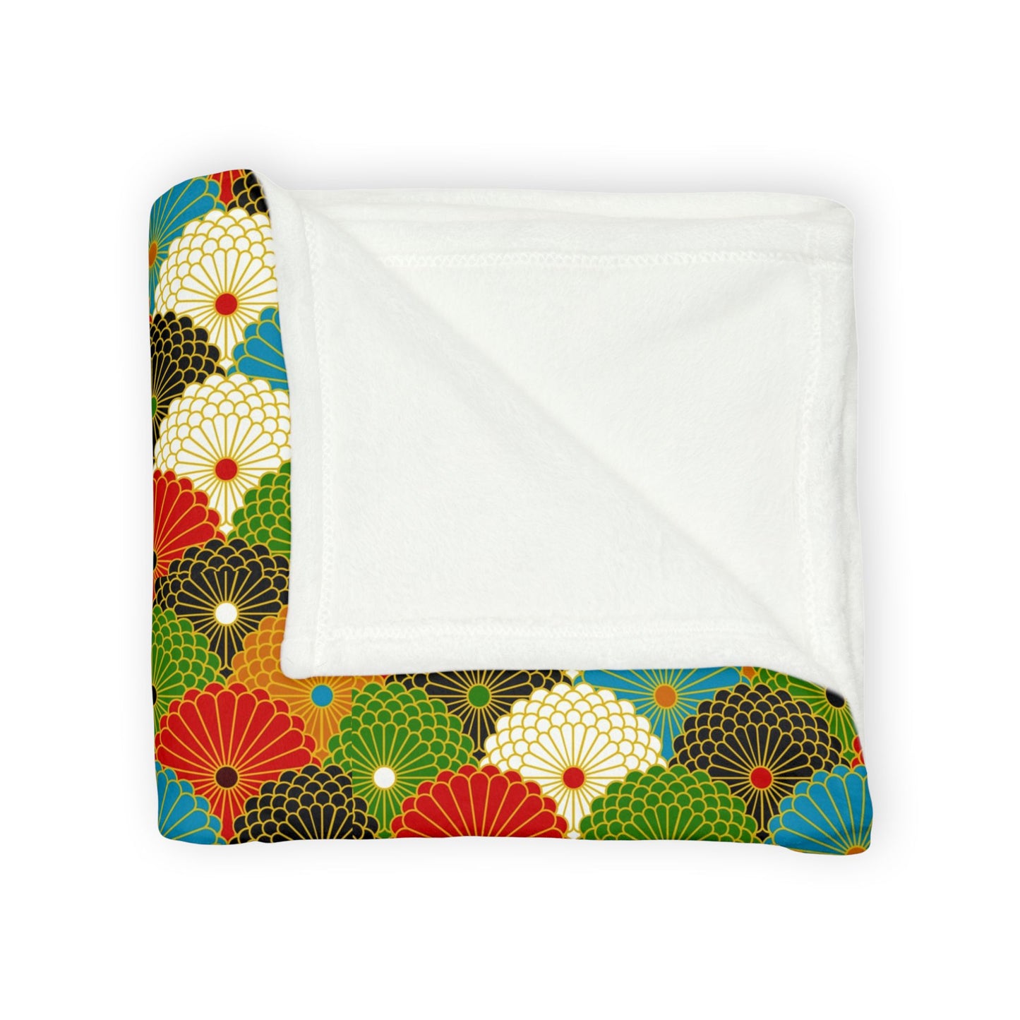 Retro Fan Pattern Polyester Blanket — Colorful Geometric Throw for Living Room & Gift