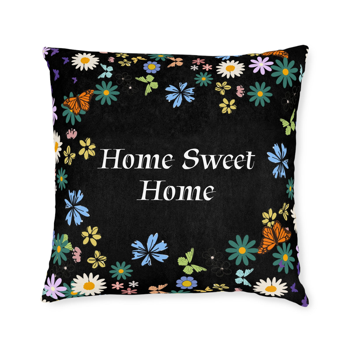 Floral Home Sweet Home Square Pillow - Cozy Decor for Living Room & Bedroom Printify