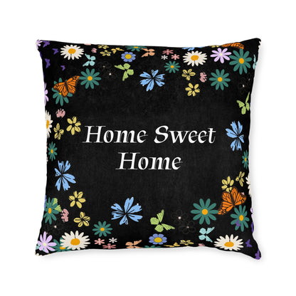 Floral Home Sweet Home Square Pillow - Cozy Decor for Living Room & Bedroom