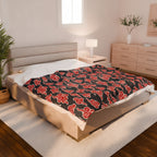 Akatsuki Cloud Pattern Velveteen Plush Blanket — Japanese Anime Inspired Red Cloud Throw Printify