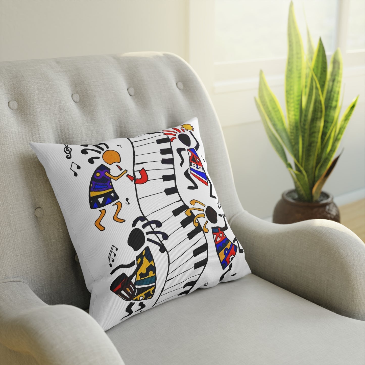 Musical Vibrations Cushion - Colorful Art for Home Decor