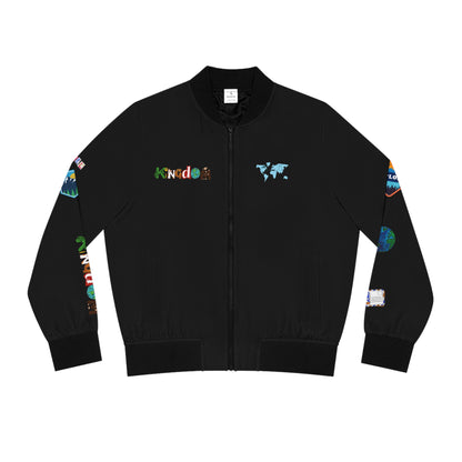 Travel Graphic Bomber Jacket – 'Travel' Adventure Patch Design