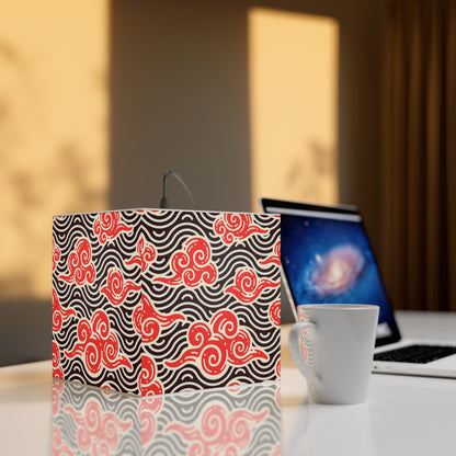 Japanese Wave Cube Lamp — Red Kumo Pattern Light
