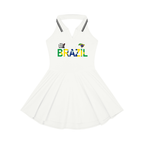 Women's A-Line Tennis Dress featuring a collared, halter-style design with a Brazil-themed Graphic