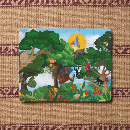 Kids' Puzzle, Jungle Animal Monkey Puzzle, 30-Piece - Fun Educational Toy for Children