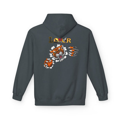 Tiger Graphic Hoodie, Lone Wolf Sweatshirt, Unisex Fleece Pullover, Softstyle, Cozy Animal Print