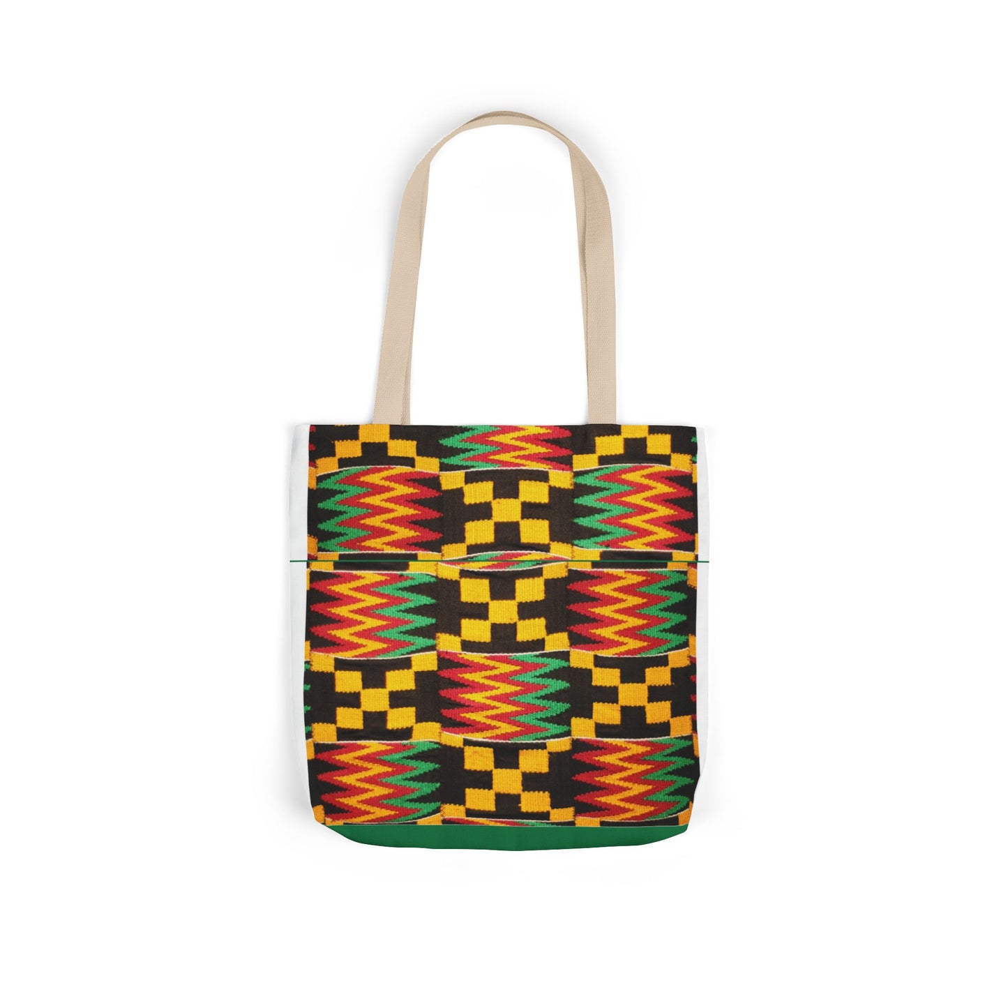 Kente Pattern Canvas Tote Bag — Vibrant African Print Market Tote