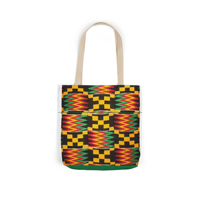 Kente Pattern Canvas Tote Bag — Vibrant African Print Market Tote