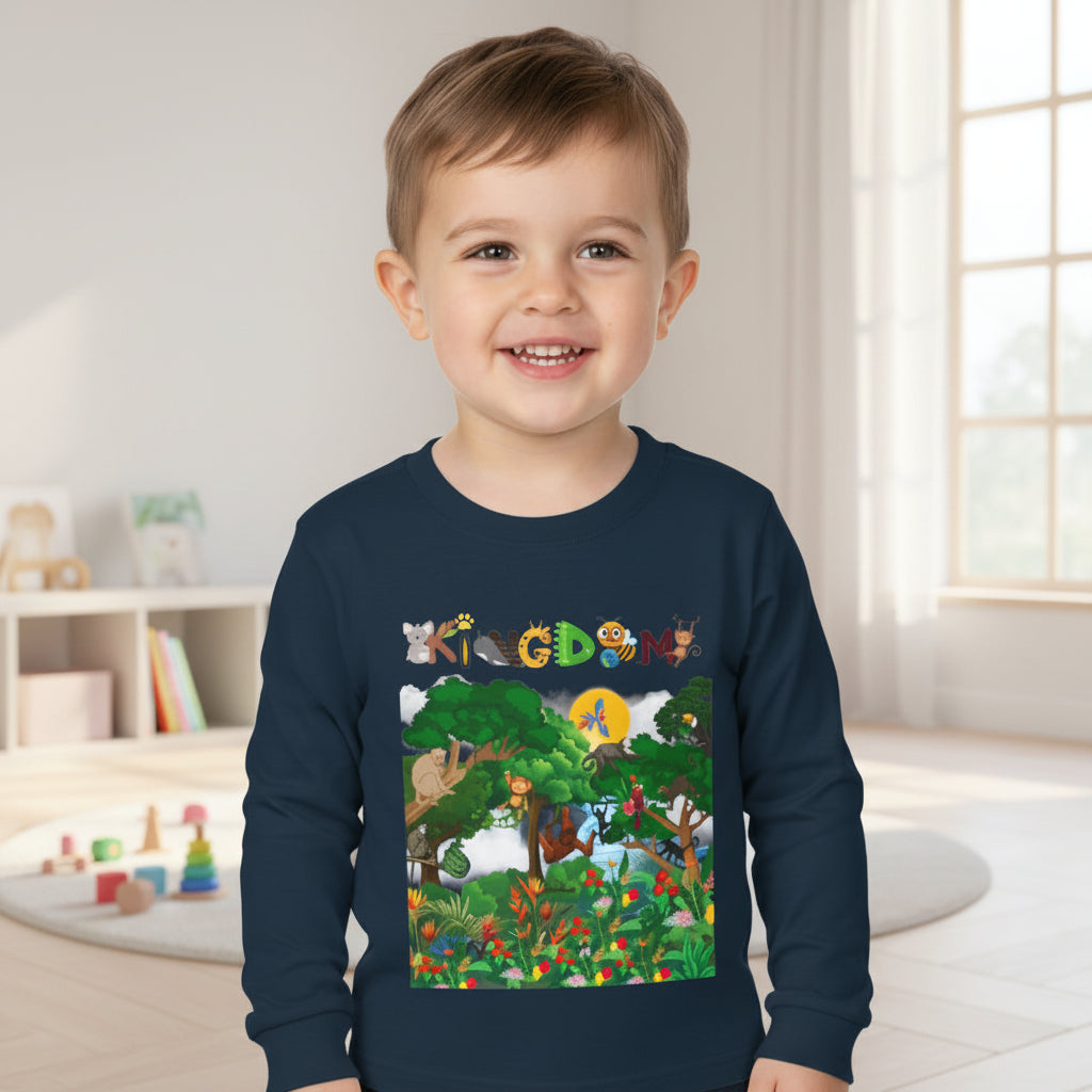 Jungle Animal Toddler Long Sleeve Tee, Kids Safari Shirt, Graphic Wildlife Top for Children Printify