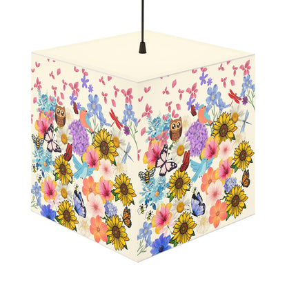 Floral Meadow Cube Lamp — Sunflower & Butterfly Decorative Light