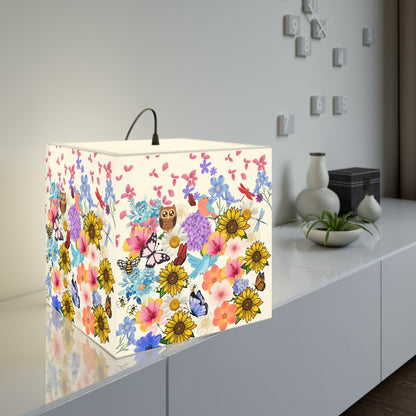 Floral Meadow Cube Lamp — Sunflower & Butterfly Decorative Light