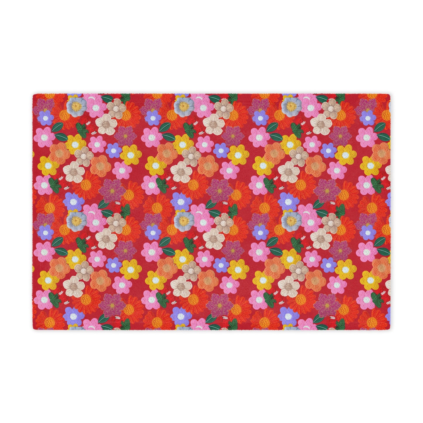 Floral Fiesta Minky Blanket — Bright Retro Flower Pattern, Cozy Throw for Living Room & Kids
