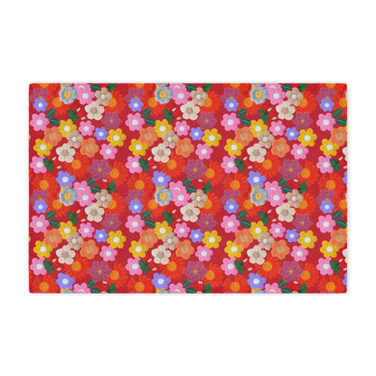 Floral Fiesta Minky Blanket — Bright Retro Flower Pattern, Cozy Throw for Living Room & Kids
