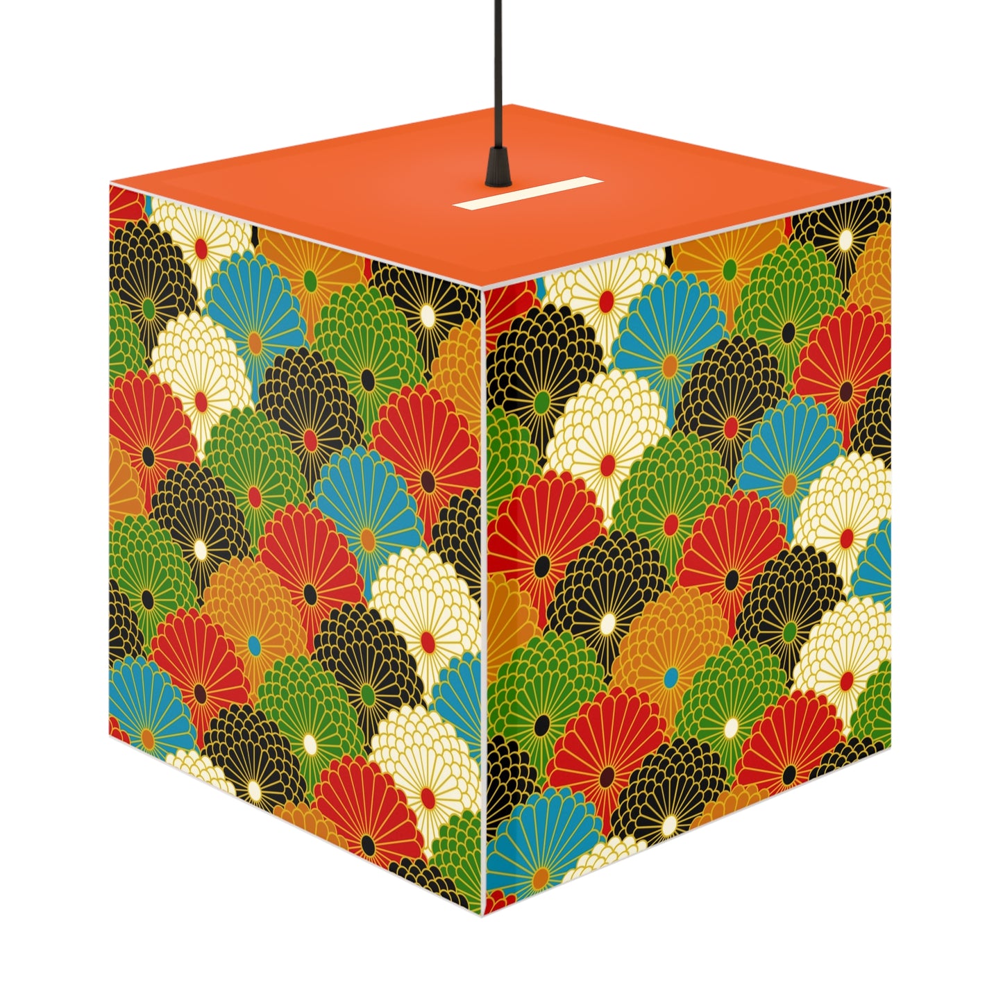 Japanese Fan Pattern Light Cube Lamp – Colorful Retro Geometric Table & Night Light