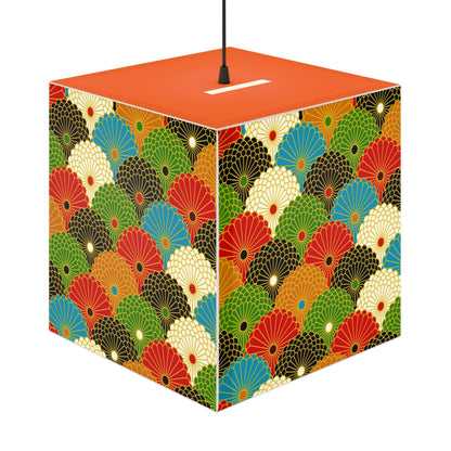 Japanese Fan Pattern Light Cube Lamp – Colorful Retro Geometric Table & Night Light