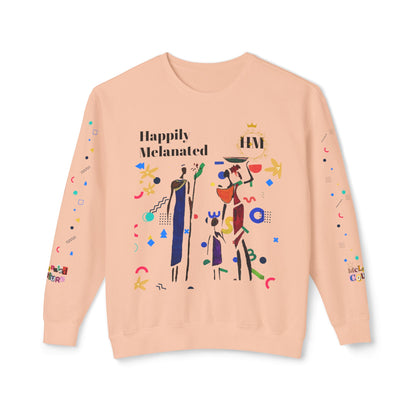 Bold Ethnic Unisex Light Weight Crewneck, Hand-drawn Tribal Family Doodle Design