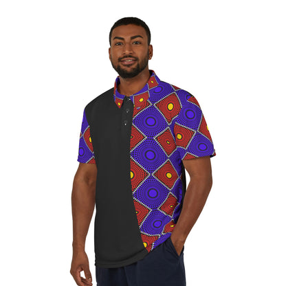 Unisex Geometric African Wax Print Polo Shirt