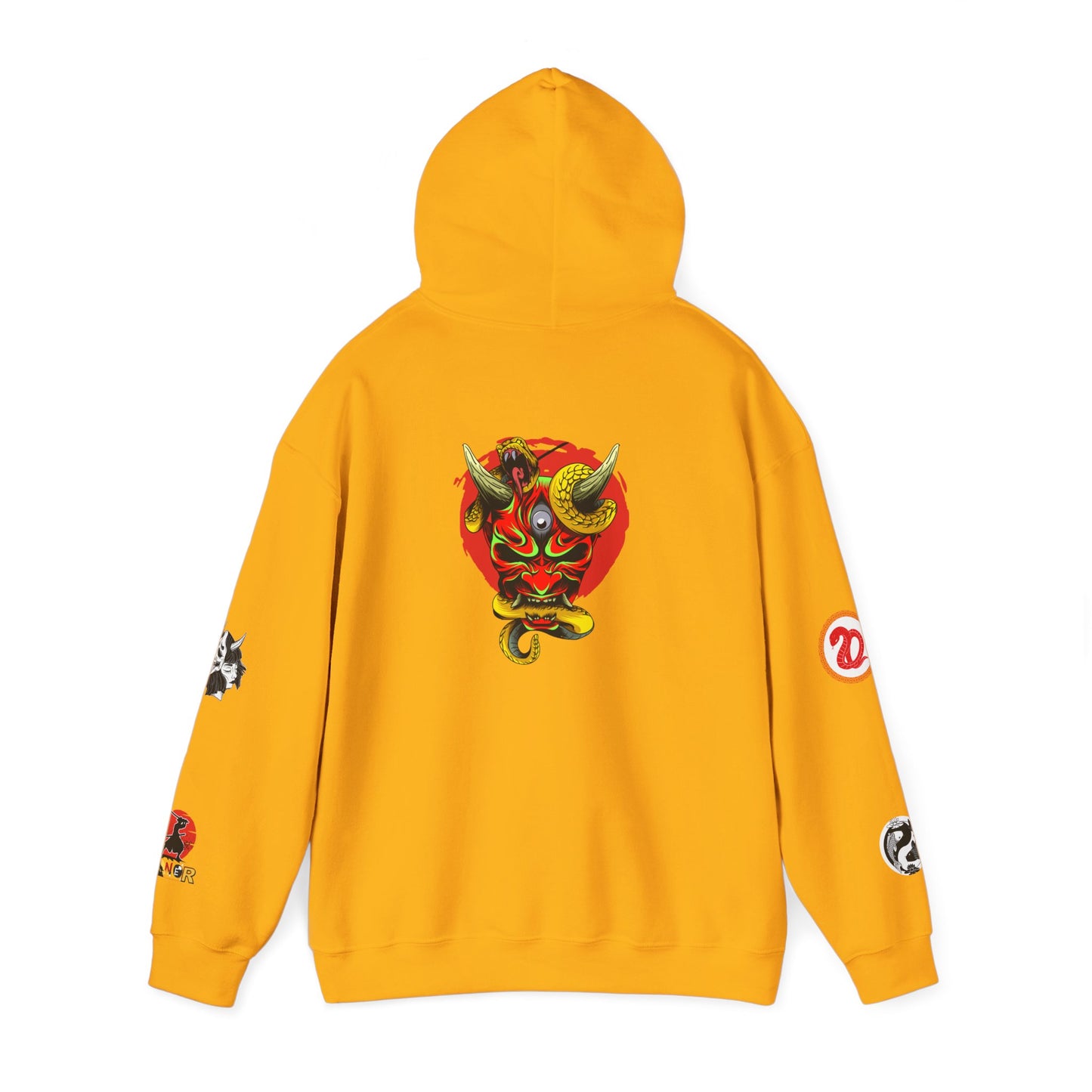 Samurai Menpo Art Hoodie, Japanese Ninja Graphic Unisex Sweatshirt, Warrior Theme Pullover