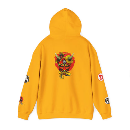 Samurai Menpo Art Hoodie, Japanese Ninja Graphic Unisex Sweatshirt, Warrior Theme Pullover